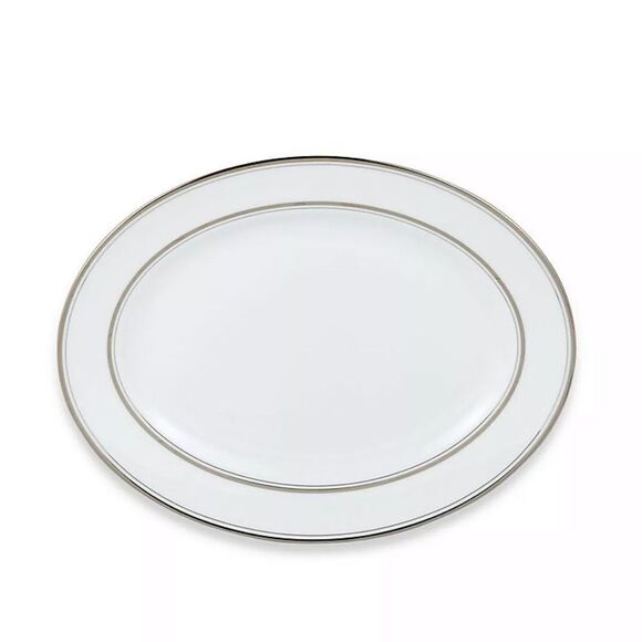 Kate Spade Library Lane Platinum 13" Oval Platter - Picture 3 of 3